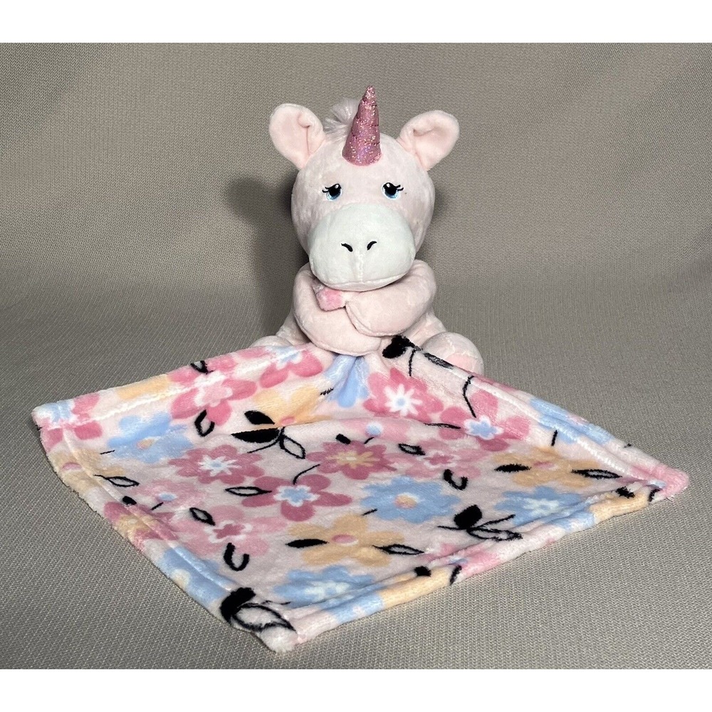 Little Beginnings Lovey Pink Unicorn Plush With Floral Security Blanket Baby